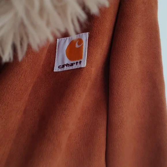 CARHARTT Faux Suede 2 Button Collared Lightweight Embroidered Coat Sz M - Picture 4 of 14